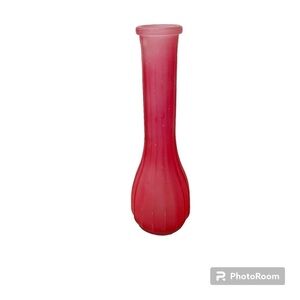 Pink Frosted Glass Bud Vase